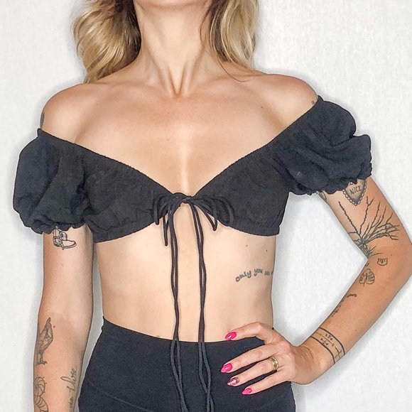 Micro Milk Maid Peasant Blouse - Picture 2 of 7